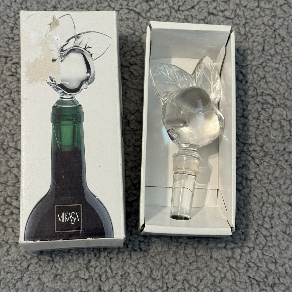 Mikasa Apple Orchard Full Lead Glass Bottle Stopper Original Box Vtg Collectible